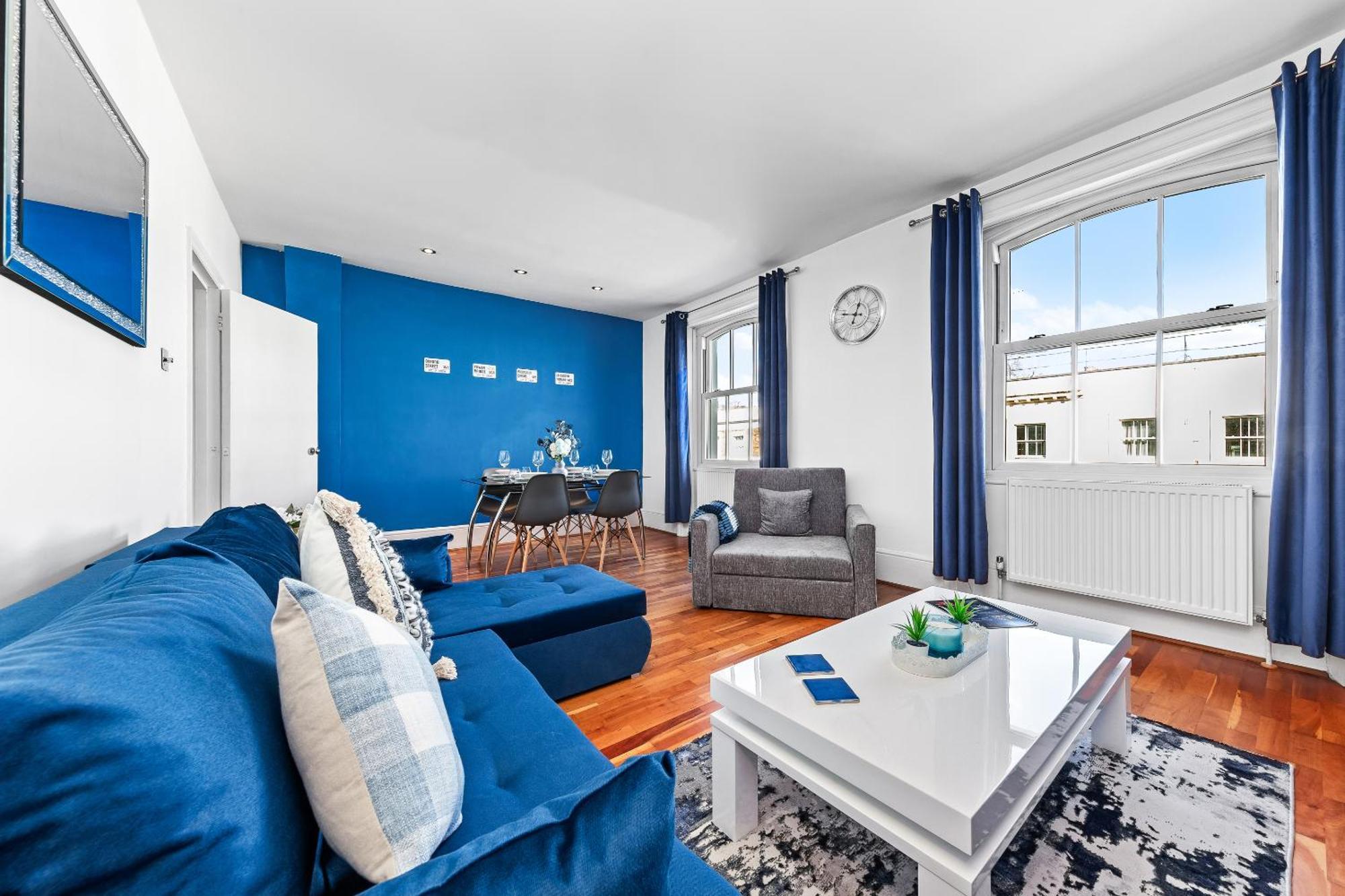 Balcony Blue Theme 1 Bedroom Central London Luxury Flat Near Hyde Park! Accommodates Up To 6! Double Sofa Bed And Next To Station! Zewnętrze zdjęcie
